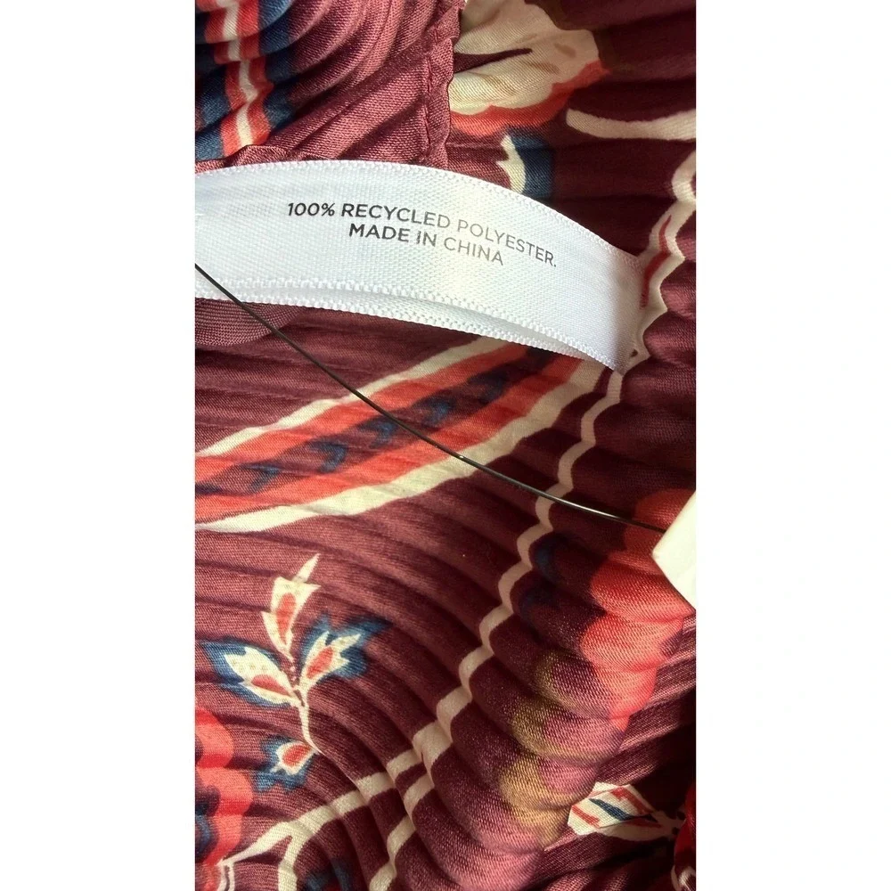 Talbots‎ Burgundy Floral Accordion Pleated Scarf 100% Recycled Polyester NEW